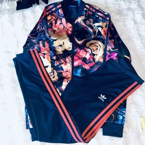 Adidas Multicolor Floral Track Suit with Red Accents